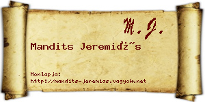 Mandits Jeremiás névjegykártya